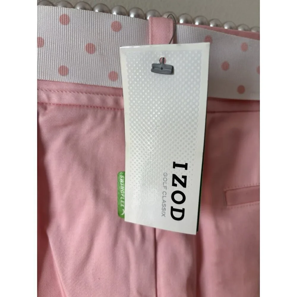 NWT Izod Golf Womens Size 8 Pink Golf Skirt Skort Polka Dot Belt - Picture 6 of 8